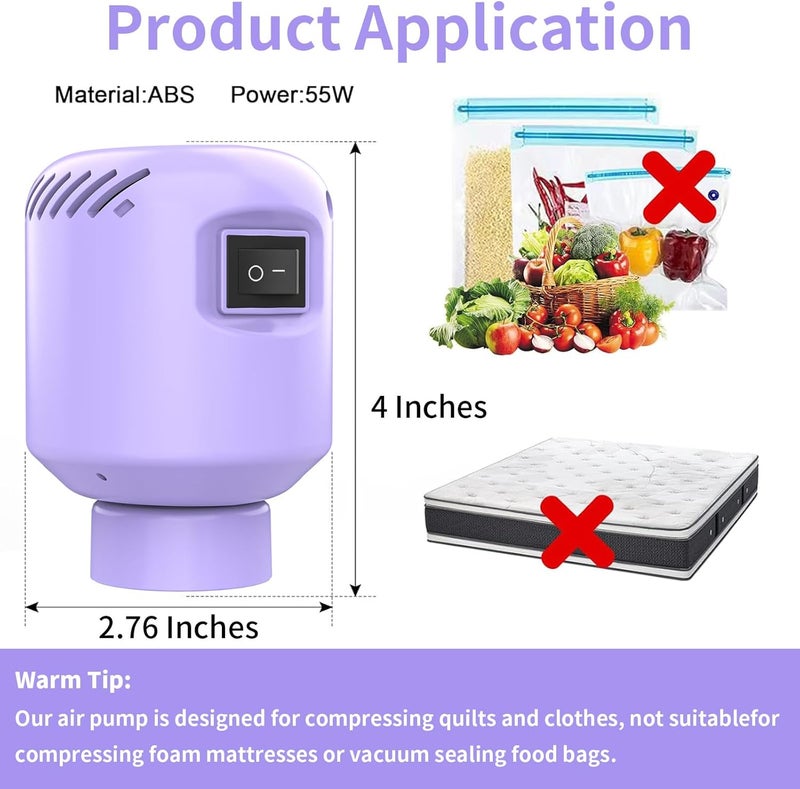 Lisacool Vacuum Pump for Storage Bags Electric Pump for Vacuum Storage Bags Space Saver Bag Portable Electric Pump - Image 2